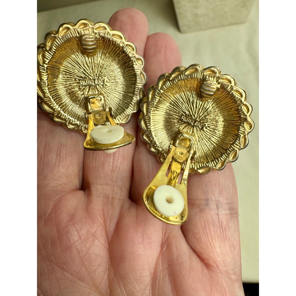 Park Lane Vintage Style Jewelry Set Gold Tone Faux Pearl Black Enamel 4pc Set - Picture 8 of 16